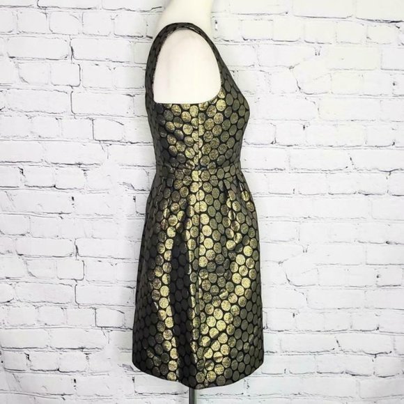 NWT J Crew Black Gold Metallic Polka Dot Dress, 2 - Picture 3 of 9